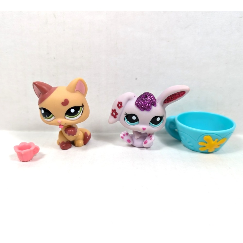 Authentic Littlest Pet Shop Pretty Pairs #2354 #2355 Cat Bunny Complete Hasbro